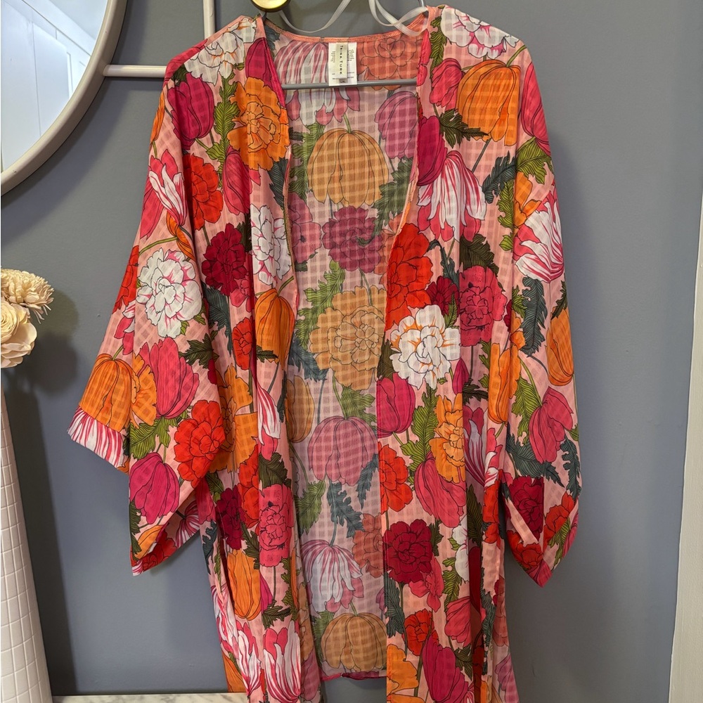 Trina Turk Pink and Green Floral Top